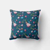 Coussin Chic Bleu Marine Rose Papillon Fleur Monogramme (Verso)