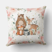 Coussin Chic Bois Animaux Blush Rose Floral Nursery (Verso)