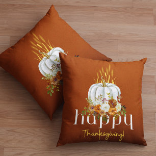 Coussin Chic Bon thanksgiving Automne Floral Citrouille Br