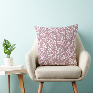 Coussin Chic Botanique Dusty Rose Foliage Motif