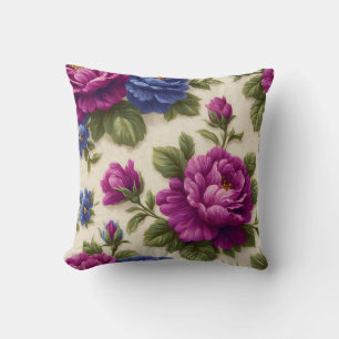 Coussin Chic Botanique Vintage Roses Rustiques Décoratives