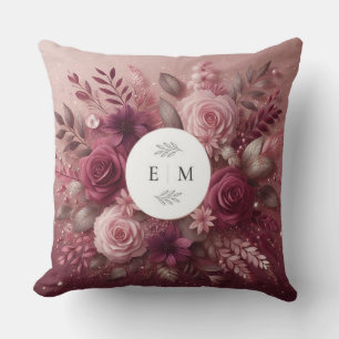 Coussin Chic Bourgogne et rose pâle Parties scintillant Mo