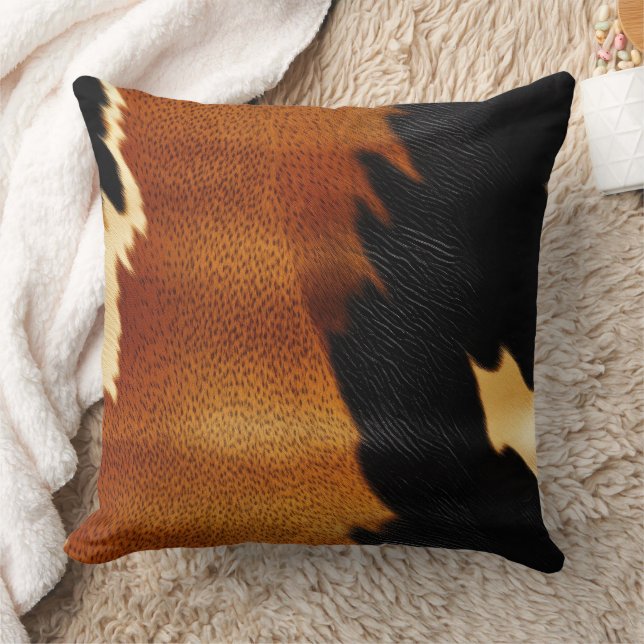Coussin Chic Brown Black Cream Western Cowhide (Couverture)