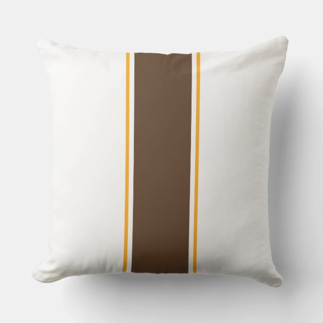 Coussin Chic Cocoa Blanc Centre Deux Tons Stripes De Cours (Recto)