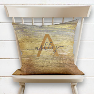 Coussin Chic Cuivre Bronze Or Nom de l'huile Monogramme