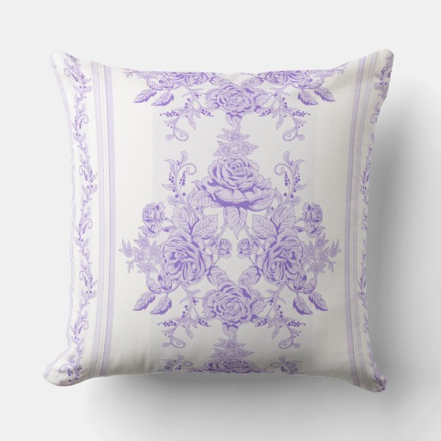 Coussin Chic de Chabby, lavande, toile, motif, floral, Vic (Recto)