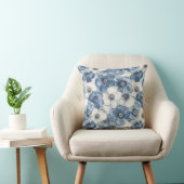 Coussin Chic Dénim Blanc Fleurs Bleues Baby Shower (Chaise)
