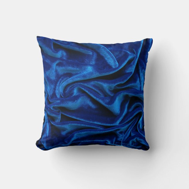 Coussin Chic élégant de textile en soie de velours de bleu (Recto)