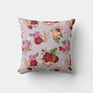 Coussin Chic Elegant Pink Red Roses Floral 