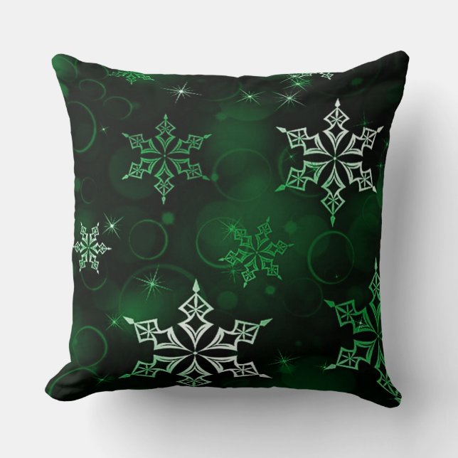 Coussin Chic Emerald Green Snowflake Motif (Recto)