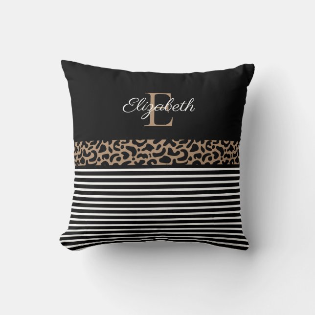 Coussin Chic Empreinte de léopard Monogramme (Recto)