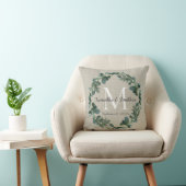 Coussin Chic Eucalyptus Wreath Monogramme Mariage Keepsaké (Chaise)