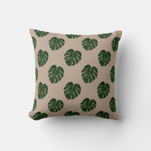 Coussin Chic feuille de monstère dessinée à la main et cou