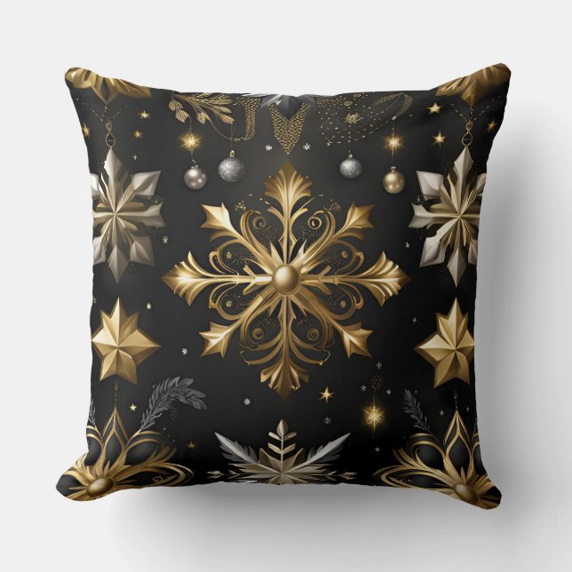 Coussin Chic Flocon D'Argent Et D'Or (Recto)
