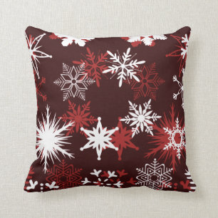 Coussin Chic flocon de Noël bordeaux et blanc