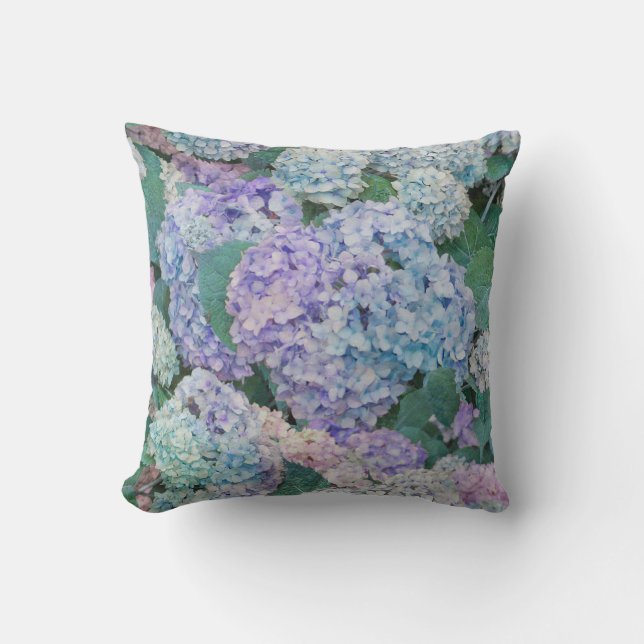 Coussin Chic Floral Blue Purple Hydrangea Motif (Recto)