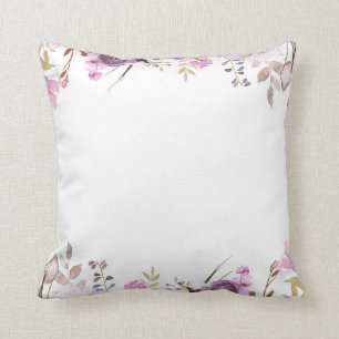 Coussin Chic floral d'aquarelle lilas pourpre de lavande