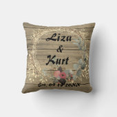 Coussin Chic Floral Wreath Rustique Mariage Personnalisé (Verso)