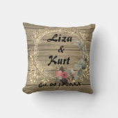 Coussin Chic Floral Wreath Rustique Mariage Personnalisé (Recto)