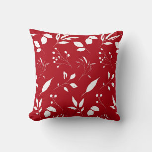 Coussin Chic Foliage rouge et blanc