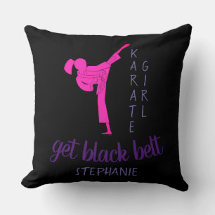 Coussin Chic Girl Moderne Black Pink Martial Arts Karate
