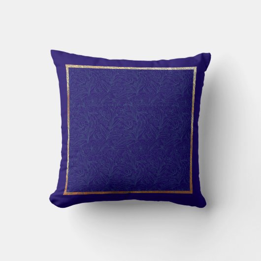 Coussin Chic Gold Cobalt Abstrait cadre floral (Recto)