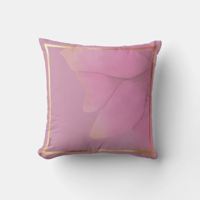 Coussin Chic gold Fuchsia Abstract Floral Frame (Recto)