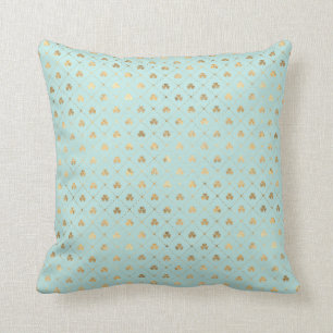 Coussin Chic Gold Shamrock Diamond Motif Mint