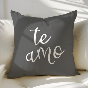Coussin Chic gris foncé et blanc espagnol I Love You Te Am