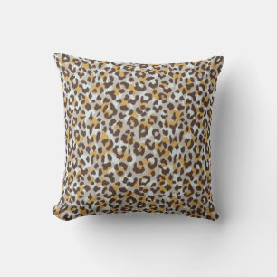 Coussin Chic imprimé de guépard en or brun