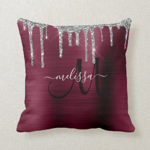 Coussin Chic Maroon Parties scintillant de séchage brosse 