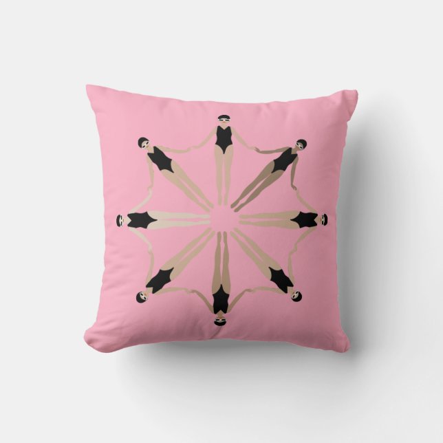 Coussin Chic moderne Artistique synchronisé nageurs rose (Recto)