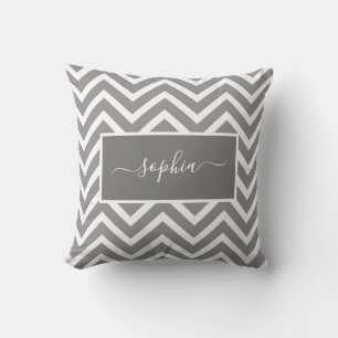 Coussin Chic moderne Grey Chevron Zig Zag Nom du Motif