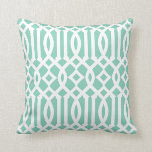Coussin Chic moderne Mint vert et blanc Trellis Motif