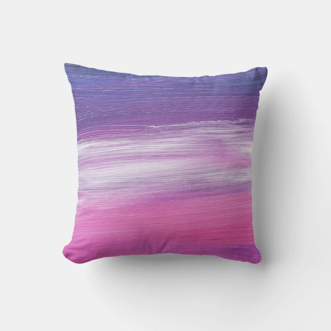 Coussin Chic moderne rose violet Abstrait brosse (Recto)