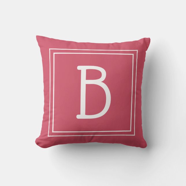 Coussin Chic Monogramme encadré initial rose et blanc chau (Recto)