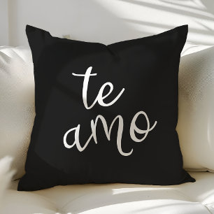 Coussin Chic noir et blanc espagnol Je t'aime Te Amo