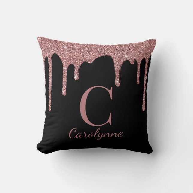 Coussin Chic noir et Rose Parties scintillant or  Monogram (Recto)