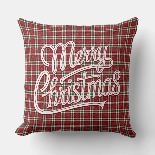 Coussin Chic Pailleté Carreaux de Noël  (Recto)