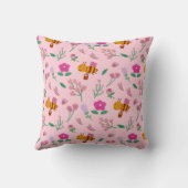 Coussin Chic Pink Bee et Floral Design Nom & Monogramme (Verso)