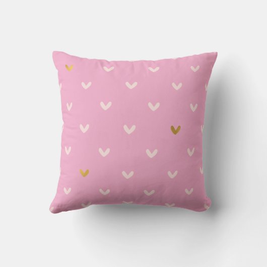 Coussin Chic Pink Gold Hearts Birthday (Verso)