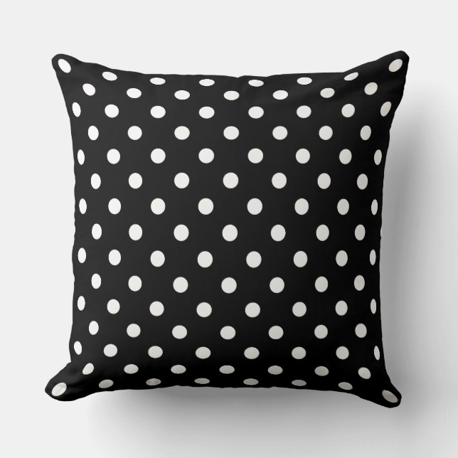 Coussin Chic Polka Dot Party noir & blanc esthétique (Recto)