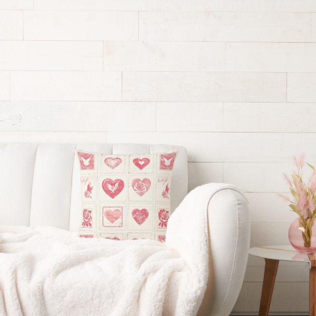 Coussin Chic Red Cream Valentine Love (Canapé)