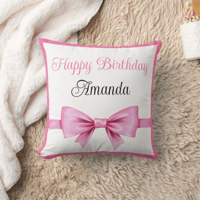 Coussin Chic rose Aquarelle Bow Sweet 16 Anniversaire (Couverture)