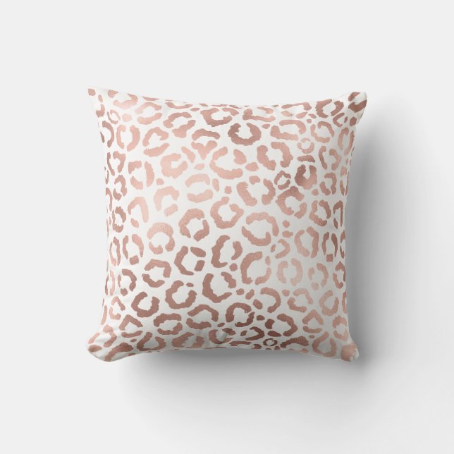 Coussin Chic Rose Gold Leopard Cheetah Poster de animal (Recto)