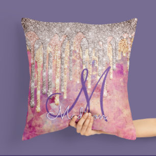 Coussin Chic rose rose pâle hologramme dégoulinant