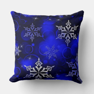 Coussin Chic Royal Blue Snowflake Motif