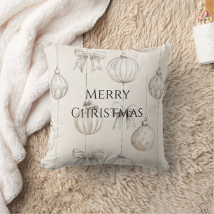 Coussin Chic Rustique Crème de Noël Ornements