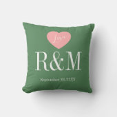 Coussin Chic sage green white monogram wedding keepaske (Recto)