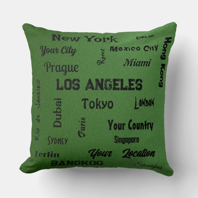Coussin chic sauge méga villes du monde (Recto)